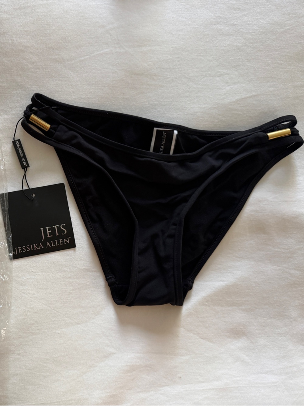 Jets Black Women's Bikini Bottom - Classic Low-Rise Swimwear